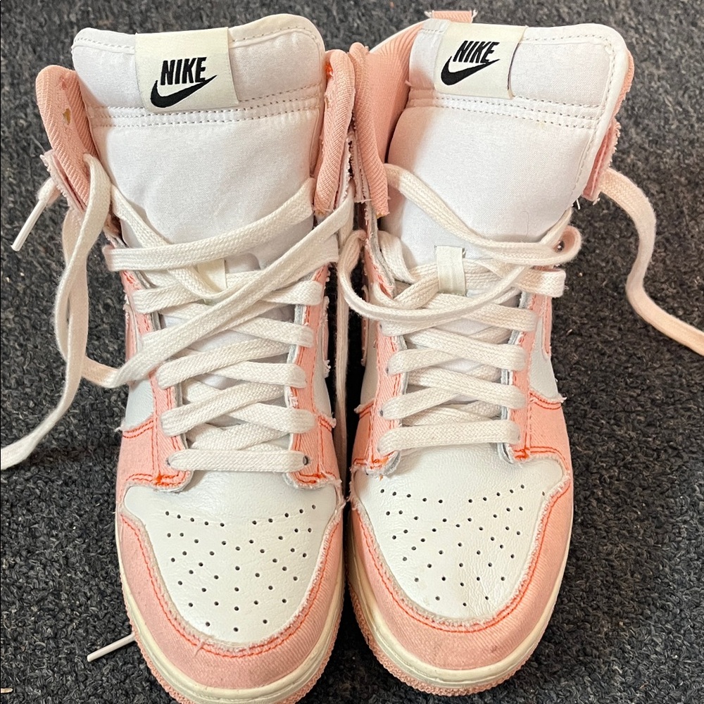 Nike Women’s High-Top Sneakers in White & Peach